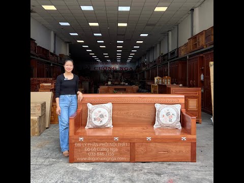 Ghế giường gấp gọn gỗ xoan đào ngăn kéo cao cấp 