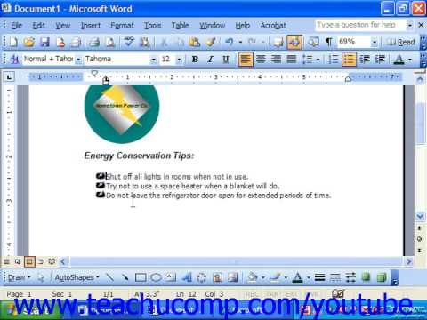 Word 2003 Tutorial Modifying Bullets and Numbering Microsoft Training Lesson 15.2