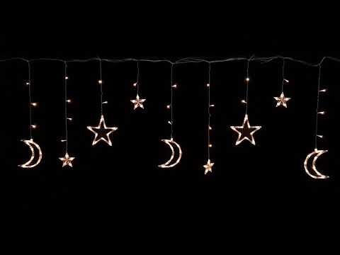 Гірлянда на вікно Тепле світло 3 метри Бахрома Зірки та Місяць 138 лампочок Laplandia світлодіодна від мережі (ww.02.5Т.138+L) - фото 1 - id-p1274414830