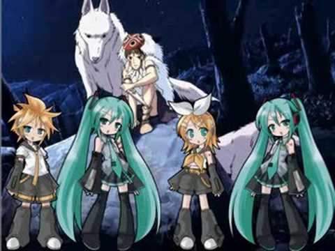 もののけ姫(Hatsune miku)の四部合唱(初音ミク・鏡音リン・レン)米良美一