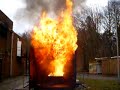 Demonstratie flam in de pan (met vet) word geblust met water