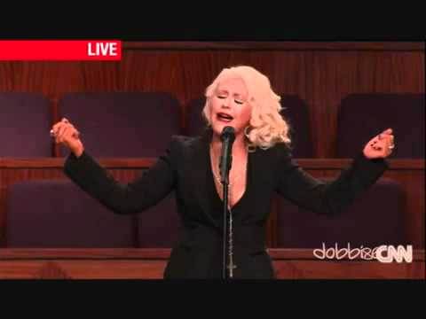 Christina Aguilera has period on stage.