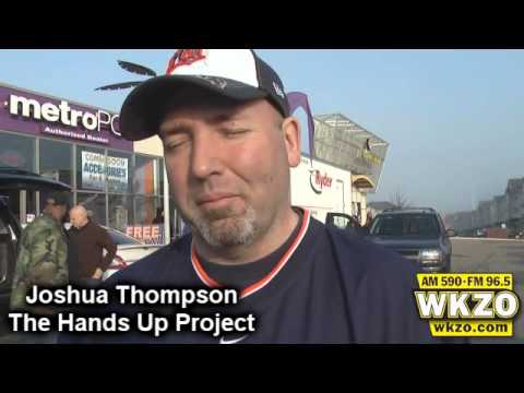 Joshua Thompson, Founder of "The Hands Up Project" explains the process of donating 128 Thanksgiving meals to families in Kalamazoo. Joshua Thompson, Founder of "The Hands Up Project" explains the process of donating 128 Thanksgiving meals to families in Kalamazoo.