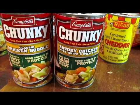 canned food - http://www.survivalistboards.com/showthread.php?t=153231 Some survival stocks my wife and I picked up - soup, canned foods and dried beans.