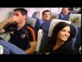 Spain's football team party on their flight home