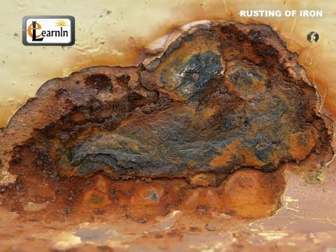 rust - RUSTING OF IRON A common change we are familiar with is rusting of iron. A piece of iron left in the open for some time acquires a layer of brownish substanc...
