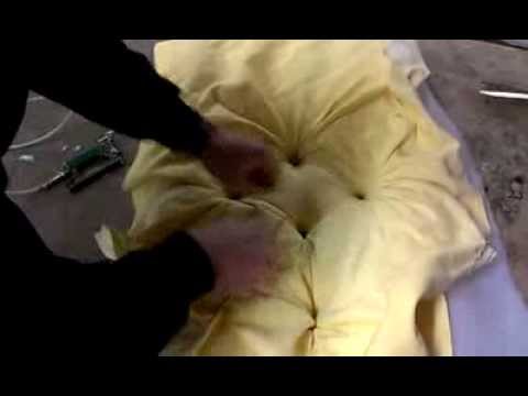 how to recover tufted headboard