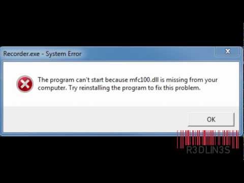 how to remove mfc100u dll