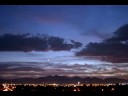 Time-lapse of fireworks and sunset, Las Vegas.