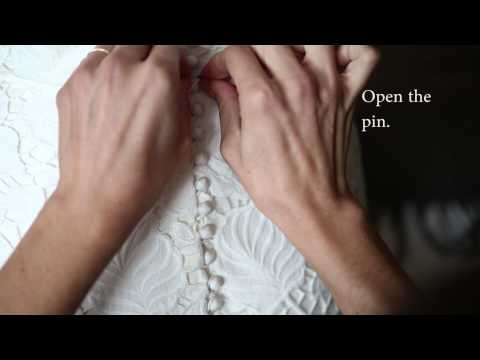 how to fasten buttons on a wedding dress