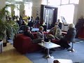 five players from the bournemouth symphony orchestra playing in the foyer before a concert, to help raise awareness of the players benevolent fund concert that is coming soon.