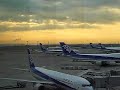 空港で出発を待つ全日空機