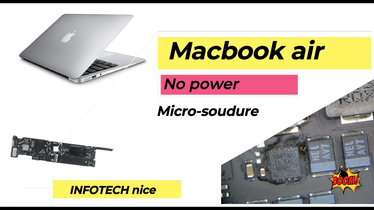 Macbook Air ne démarre pas, ne s'allume pas. Court circuit PPBUS. Macbook Air no power.
