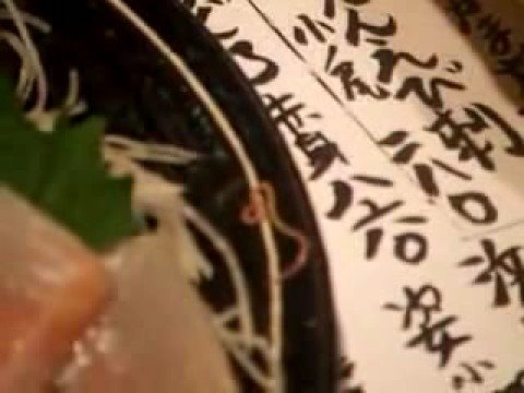 寿司から飛び出る寄生虫 !!