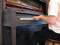 this is the piano i pulled from the trash and have been slowly putting back together.  it withstood being pushed down the sidewalk to my house, so i figured it was built well enough to be worth restoring.

it needed a couple metal parts made from scratch for the lid hinges, and needed some repairs to the action.  it still has a long way to go, but at least i know that it will sound great someday.  the tone is very rich and full, though i have never heard it properly tuned.  i don't want to spend money to have it tuned until the repair work is done.

it was made in 1923 by marshall and wendell of new york.

please excuse my crappy playing, i don't have a clue on how to play pianos.  i just like to work on the mechanical stuff.