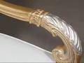 French Antique Gold Finish Upholstered Cream Arm Chair