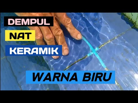 Mendempul Nat Keramik Kolam Renang Dalam Air dengan DEMP X Perekat Extreme warna BIRU