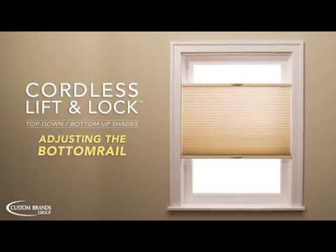 Honeycomb Shades: Top-Down / Bottom-Up Cordless Lift & Lock Bottomrail Adjustment