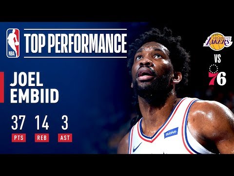 Video: Joel Embiid Drops 37 Points (12-16 FG) & Grabs 14 Boards vs Lakers | February 10, 2019