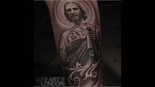 Realistic Black and Grey St. Jude Tattoo Time-lapse by London Reese