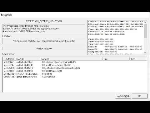 error code exception_access_violation error code exception_access_violation