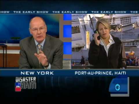 Katie Couric reported from Port-Au-Prince, Haiti where many injured victims sleep in the streets wit