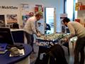 Crazy man at Nokia Foosball table