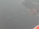 Ferries between Helsingborg-Helsing�r seen from the air