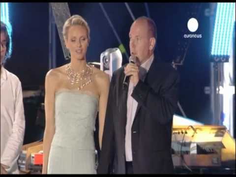 Le Prince Albert II et la Princesse Charlene au concert  de Jean-Michel Jarre à Monaco