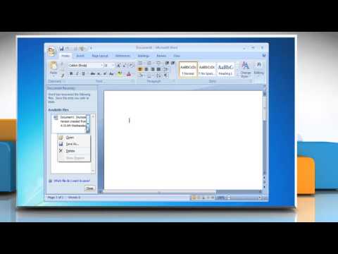 how to recover documents in word 2007