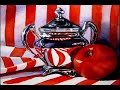 Watercolor Painting Demonstration Apple For Santa