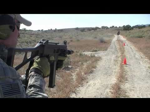 ump45 - Putting a few rounds downrange with a H&K UMP45 subgun on some steel. Cal is .45 ACP and trigger module is semi, 2 shot burst, and full. Normally this UMP ha...