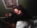 Cat eating my wifes head