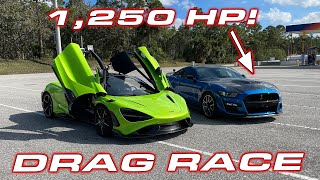 1,250HP GT500 CALLS OUT 765LT * McLaren 765LT vs Ford Mustang Shelby GT500 from Palm Beach Dyno by DragTimes