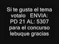 21/23 aislados del mundo (rap canario)votalo en el proyecto lebuque ENVIA: PD 21 AL: 5307   gracias a todos salu2