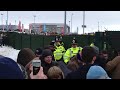 Epic snowball fight between Manchester City fans at Stoke away