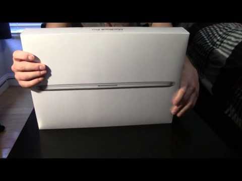 new Macbook Pro Unboxing - This is the Macbook Pro with Retina Display. Processor: i7 @ 2.0 GHz RAM: 8GB DDR3 SSD: 256GB Resolution: 2560x1600.