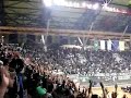 ultras of panathinaikos fans, gate13 sing:
oe oe pao ole, prasine thee panathinaike, ein' ena horto magico