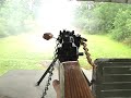 This is the Russian PKM (Pulemet Kalashnikova) general purpose light machine gun. It fires the 7.62x54r cartridge and is reported to be one of the most realiable and deadlest in it's class of auto weapons. This weapon is extremely veritile and is encountured in the Soviet satalite states as well as Iran and Iraq. Rate of fire on this model is about 750rpm. The excess smoke is produced by the military surplus ammo that was used. Please check out my other videos for more machine gun action.