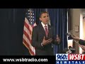 Barack Obama with media In Elkhart Indiana