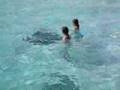 The girls and the stingrays at Cayman!