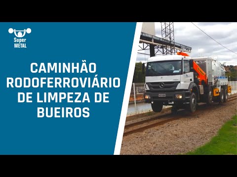 Caminhão rodoferroviário de limpeza de bueiros
