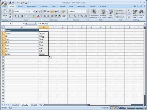 how to use the trim function in excel