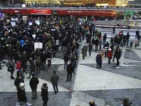 Swedish Pirate Party - Swedish Pirate Party demonstration against ACTA, at Sergels Torg in Stockholm, Sweden 2012-02-04, part 2.