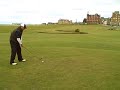 Sal teeing off at 18 on St. Andrews Old Course