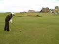 Sal teeing off at 18 on St. Andrews Old Course