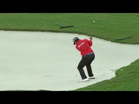 holes - In the opening round of the 2014 World Golf Championships - Cadillac Championship, Hideki Matsuyama holes his second shot from the greenside bunker on the pa...