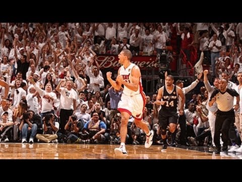 Battier - Shane Battier hit SIX three-pointers in the game 7 showdown with the Spurs in South Beach, helping the Heat win their second consecutive NBA title - check ou...