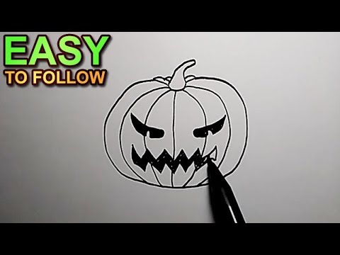 video-linktoworks-How to draw scary Halloween pumpkin | EASY STEP DRAWING ...