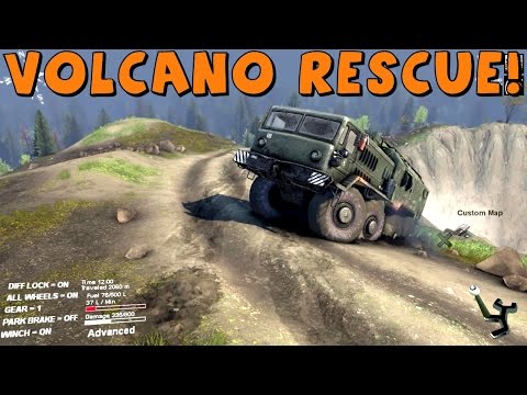 Spin Tires | Multiplayer | Volcano Rescue! with CustomMapCinema